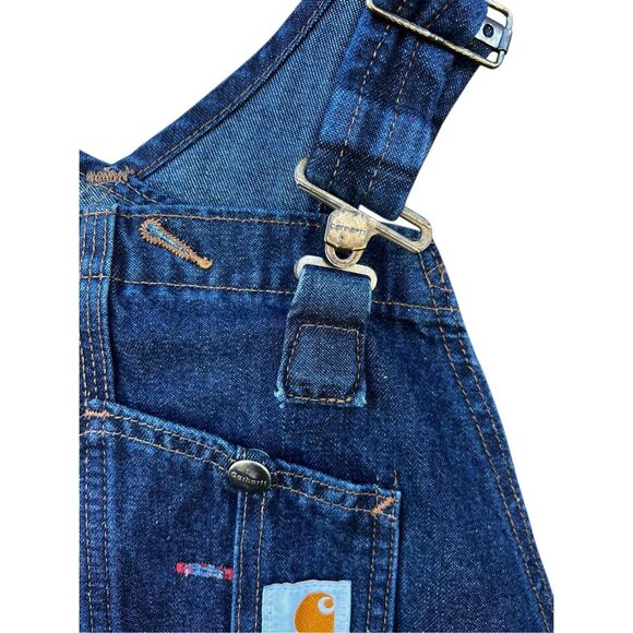 Carhartt woman’s 12x34 denim overall bibs carpenter farm straight leg - Picture 4 of 6